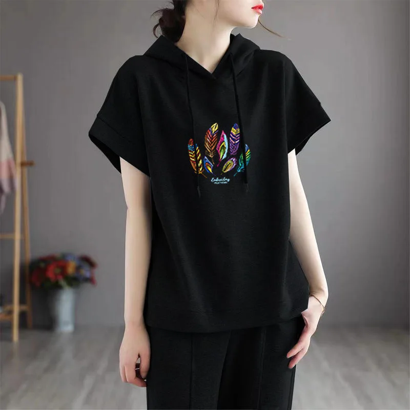 

Худи женское с круглым вырезом, футболка свободного покроя, 100% хлопок, стильная рубашка в Корейском стиле с коротким рукавом, лето 2021