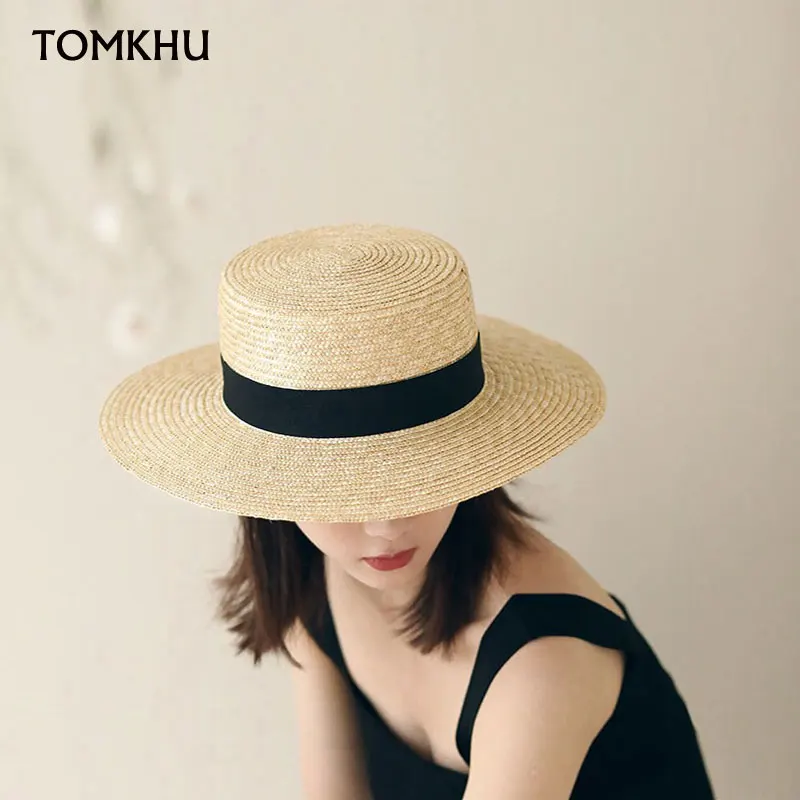 

Fashion Summer Women Wide Brim Natural Straw Hat Chapeau Female Sun Hats Boater Black Panama Beach Hat Sombrero Mujer Fedora Cap