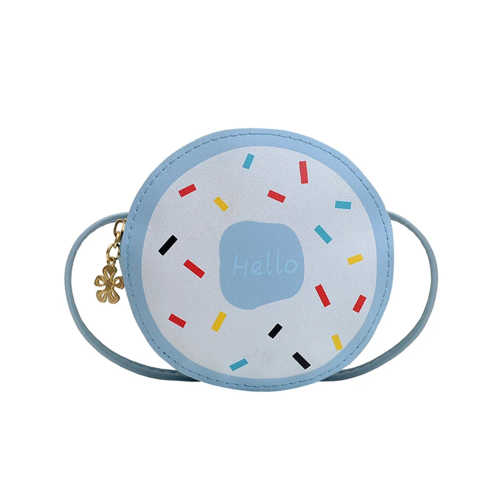 

Fashion Exquisite Shopping Bag Kids Girls Shoulder Round Shaped Messenger Bag Donuts Leather Street Money Purse