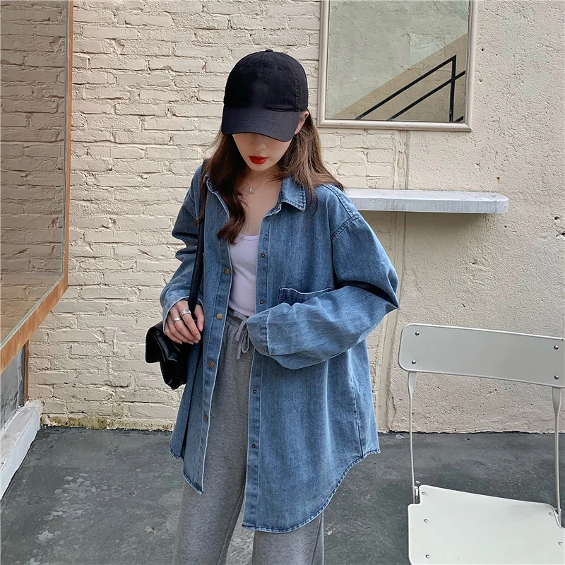 

GOOHOJIO 2020 New Autumn Women Denim Jacket Outerwear Fashionable New Style Denim Tops Women Casual Harajuku Vintage Coat Female