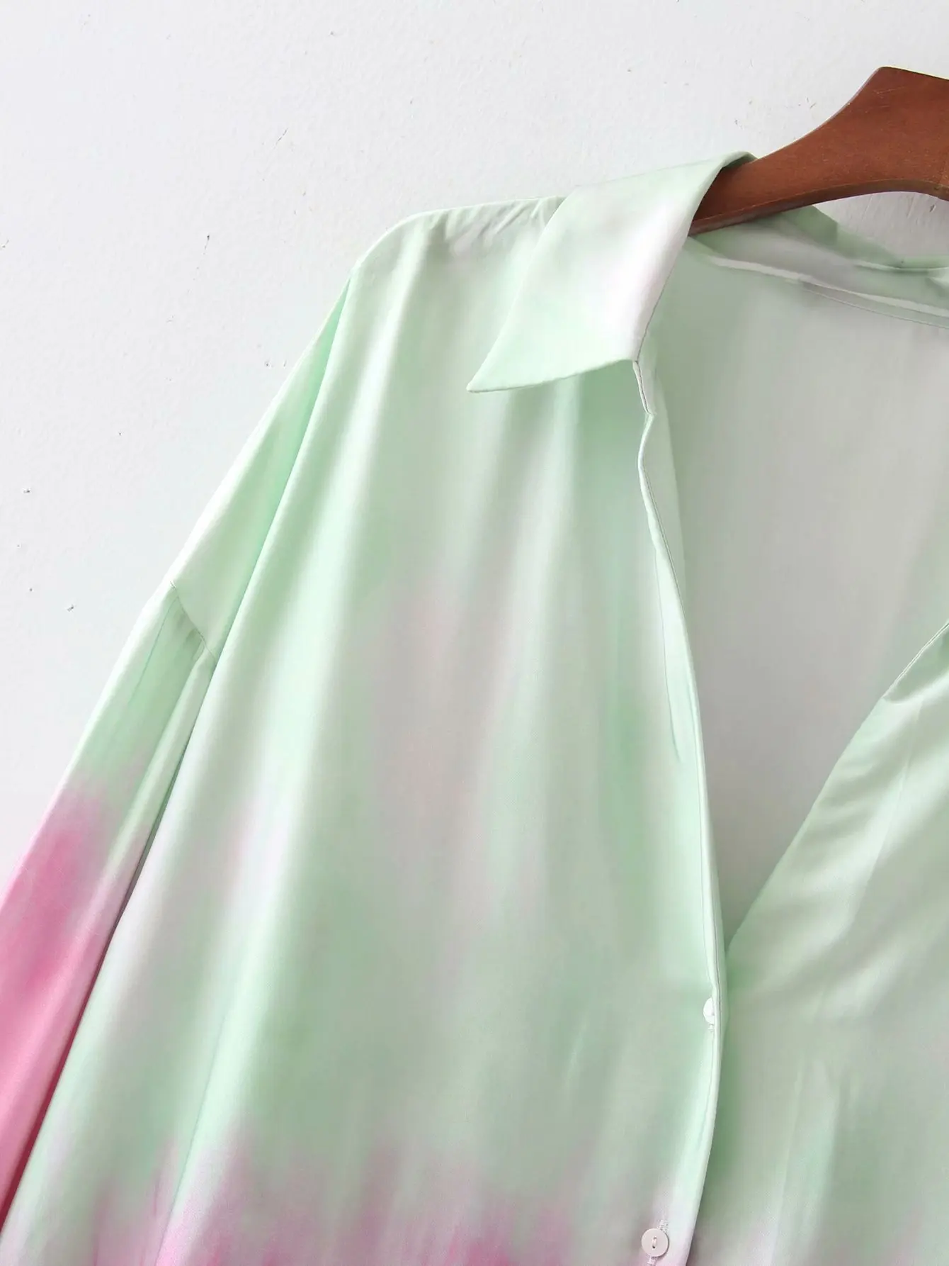 

2021 Summer Vintage Elegant Tie Dye Shirts Women Casual Lapel Long Sleeve Button Up Top Loose Fashion Chic For Female