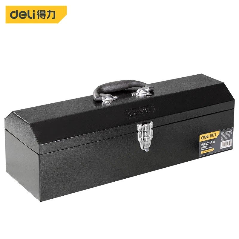 Deli 19 Inch Metal Tool Box Tool Storage Made Of Cold-Rolled Steel Compressive Seismic And Strong Metal Lock