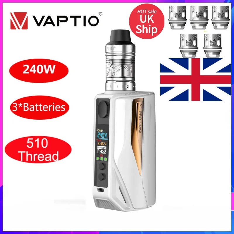 UK SHIP Vaptio N1 Pro KIT электронные сигареты Vape Kit 240W Box 2 мл атомайзер Frogman Coils 510 Mod подходит