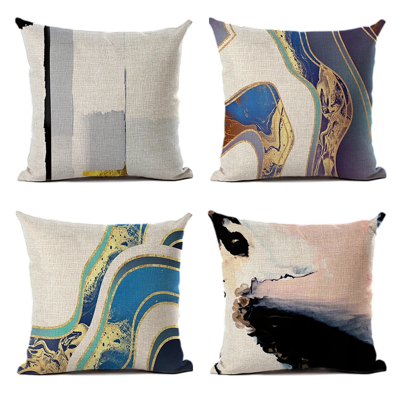 

Cushion Cover Polyester Nordic Creative Fauxlinen Pillowcases Modern Decorative Covers for Sofa Living Room Farmhouse Decor 4pcs