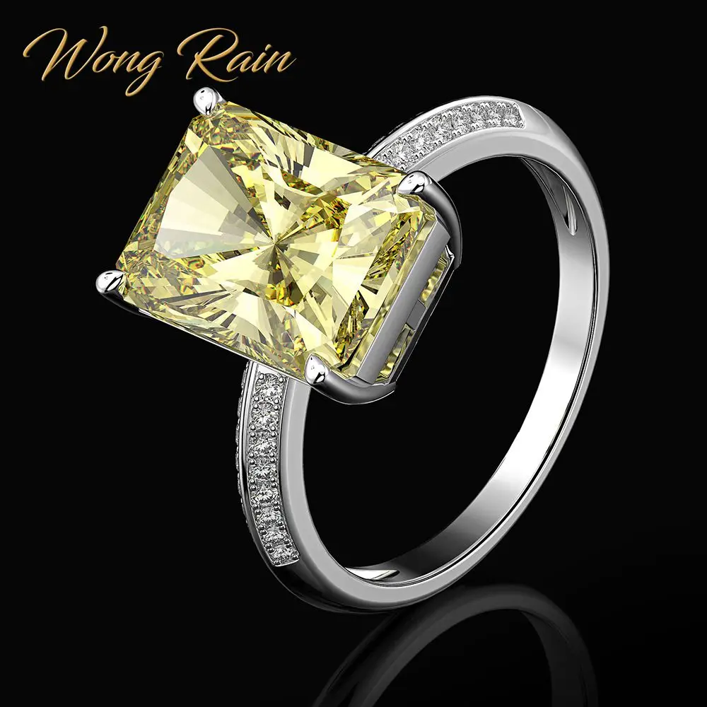 Обручальное кольцо Wong Rain Classic 100% Серебро 925 пробы 9*12 мм цитрин драгоценный камень