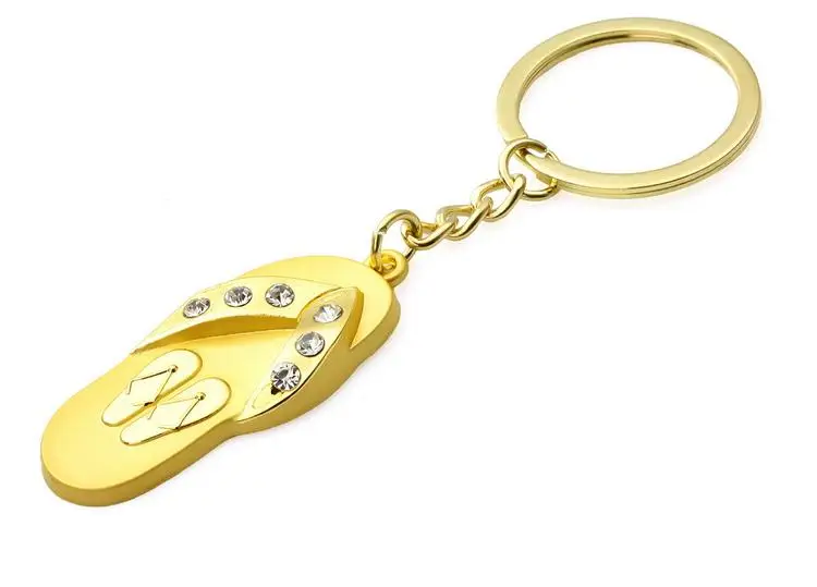 Бесплатный Логотип персонализированный брелок в форме тапочек золотого цвета с