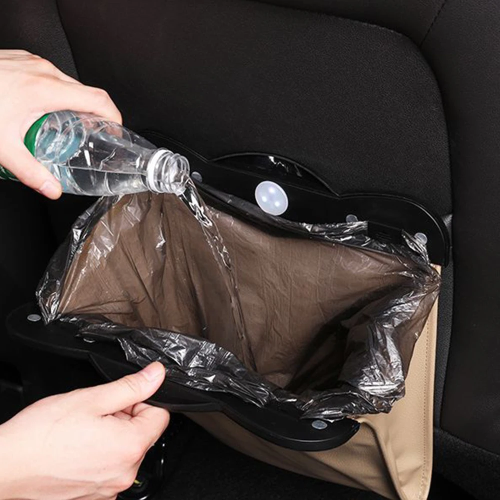 

For Car Trash Bag For Tesla Model 3 2021 Accessories Dustbin Bag Seat Back Leather Storage Bag For Tesla Model 3 X S Y 2016-2021