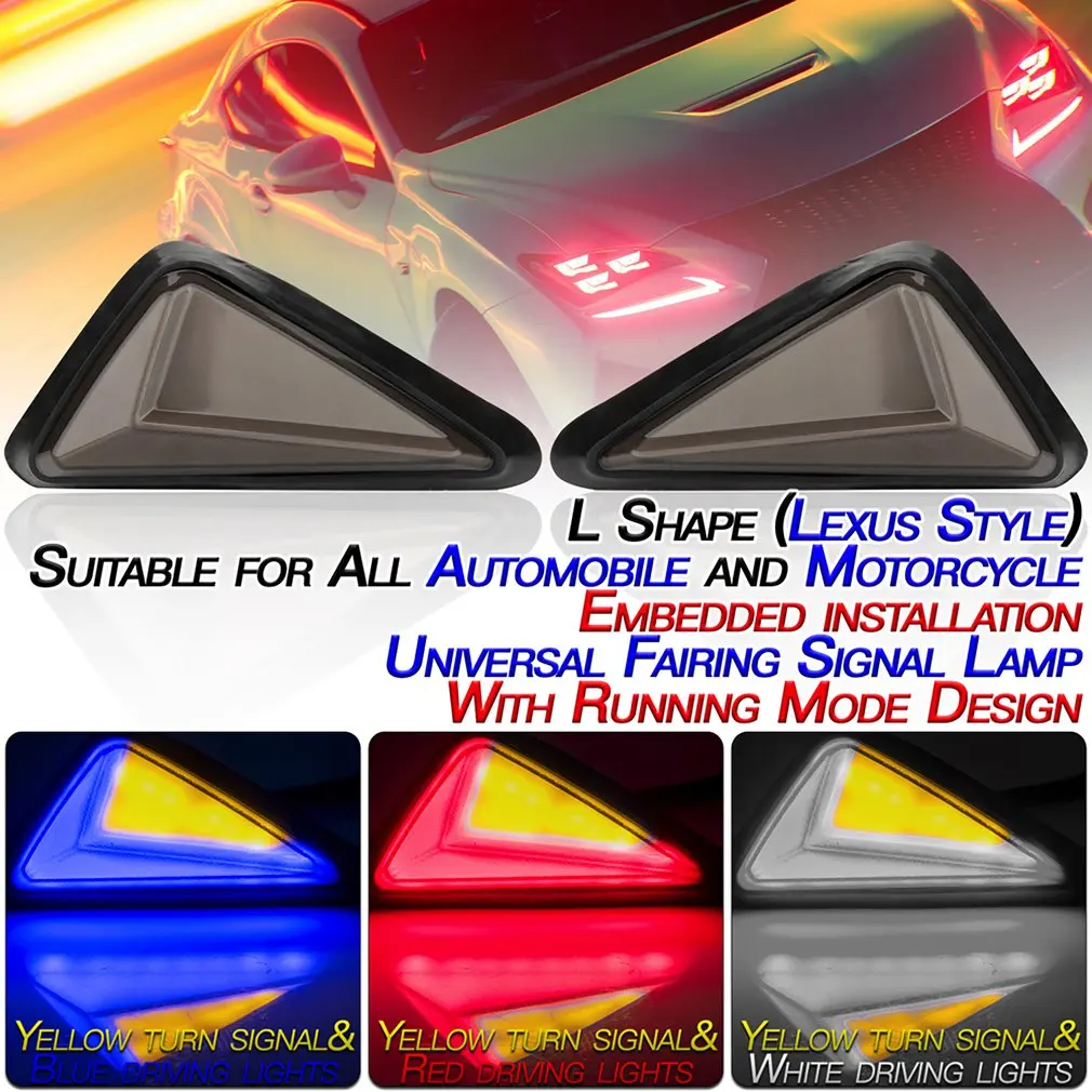 

1 Pair L-shape Motorcycle Flush Mount Triangle Turn Signal Light LED Indicator Lamp DRL Blinker Led Turn Signal