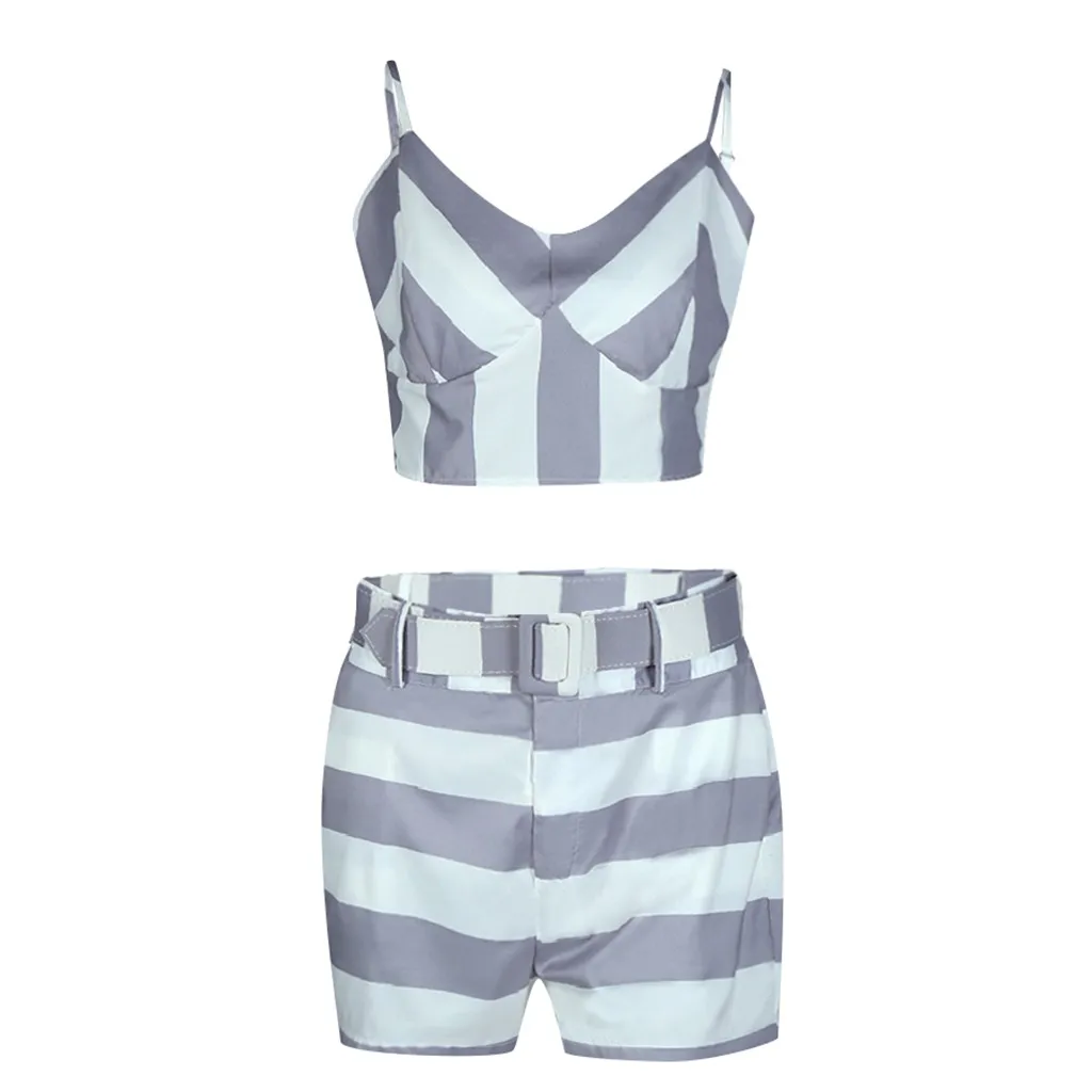 Женский облегающий топ без рукавов и шорты с высокой талией | Женская одежда