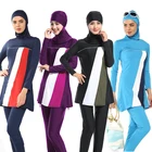 Мусульманских женщин полное покрытие Буркини Абая купальники Исламский общий длинный купальник с хиджаб модные Юбка-брюки для девочек, многослойная юбка-пачка размера плюс