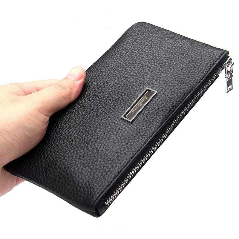 Men wallet genuine leather long bifold business male purses men's vintage clutch slim zipper hasp wallets 2020 new arrival | Багаж и