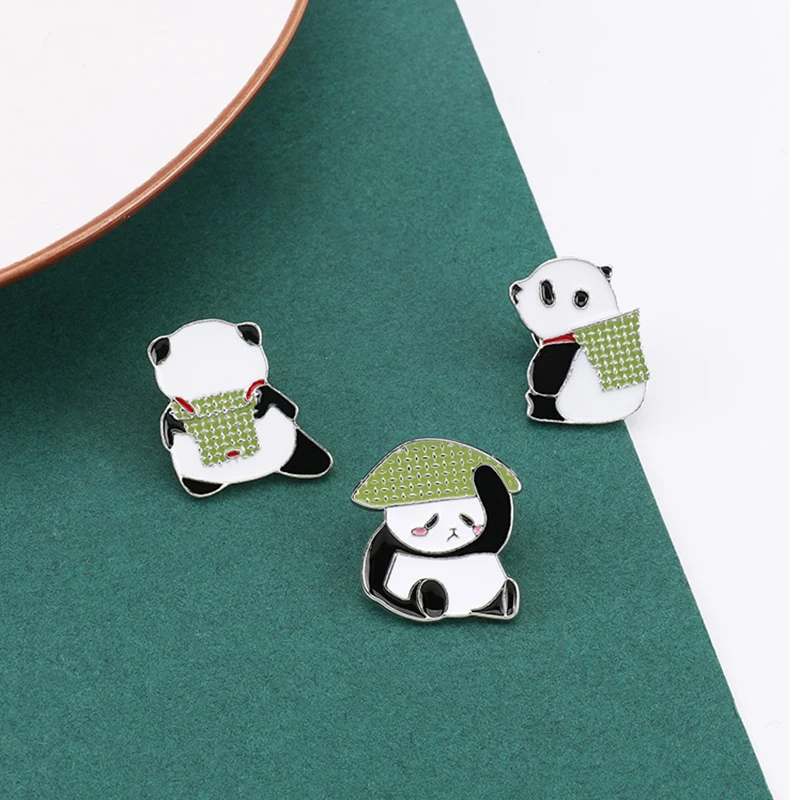 Модный дешевый набор животных с булавками мультяшная панда Бамбуковая женская
