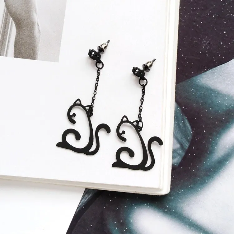 New Simple Animal Cat Stud Earring Cute Trendy Women Fashion Hollow Out Mermaids Stars Diamonds Hearts Geometric Earrings | Украшения и