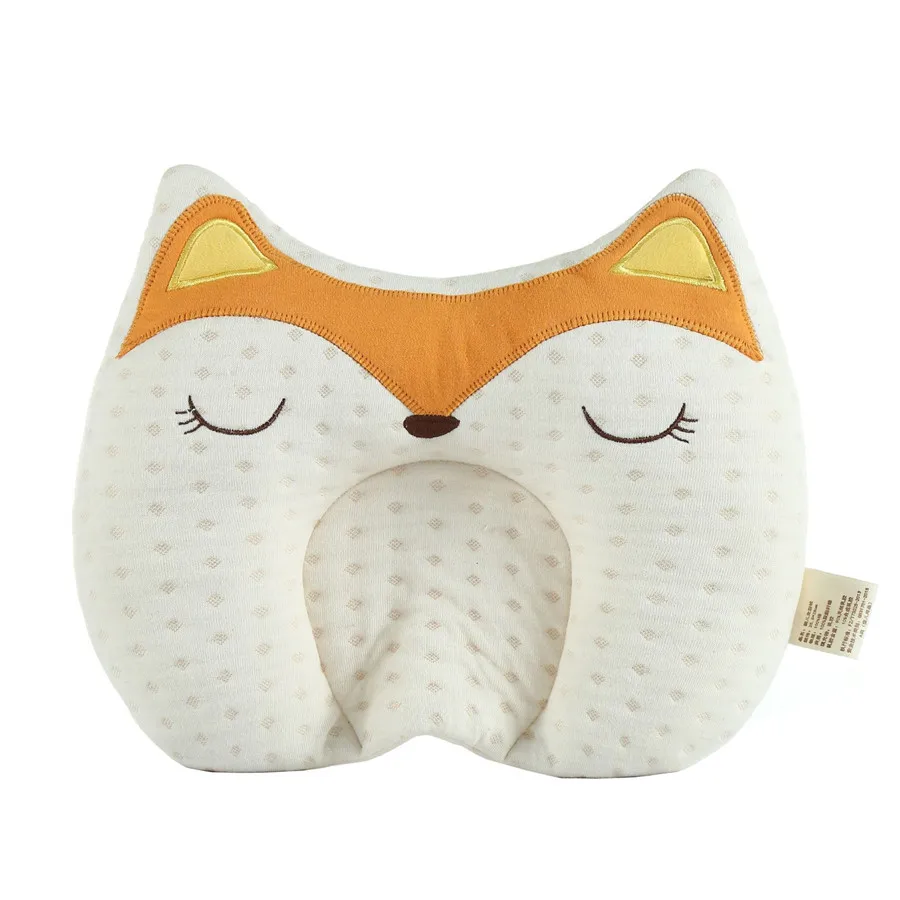 Подушка для новорожденных с рисунком лисы хлопковая дышащая предотвращает