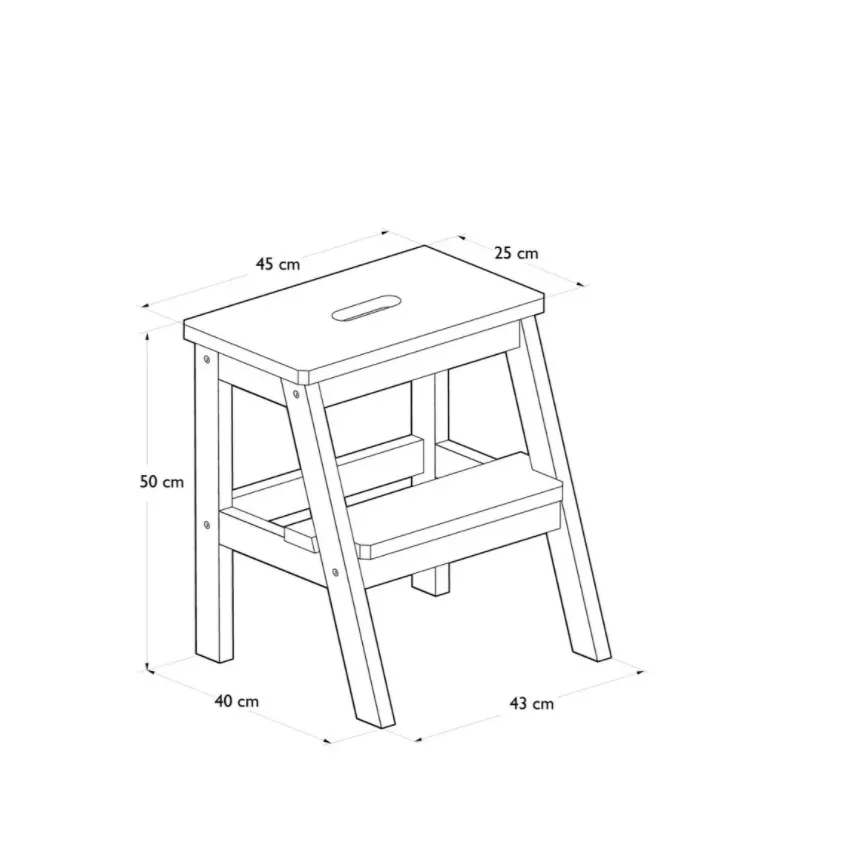 Rectangular 2 Steps Ladder Sturdy Solid Pine Step Stool Wooden with 242lb Load Capacity Foot for Kitchen Living Room | Мебель