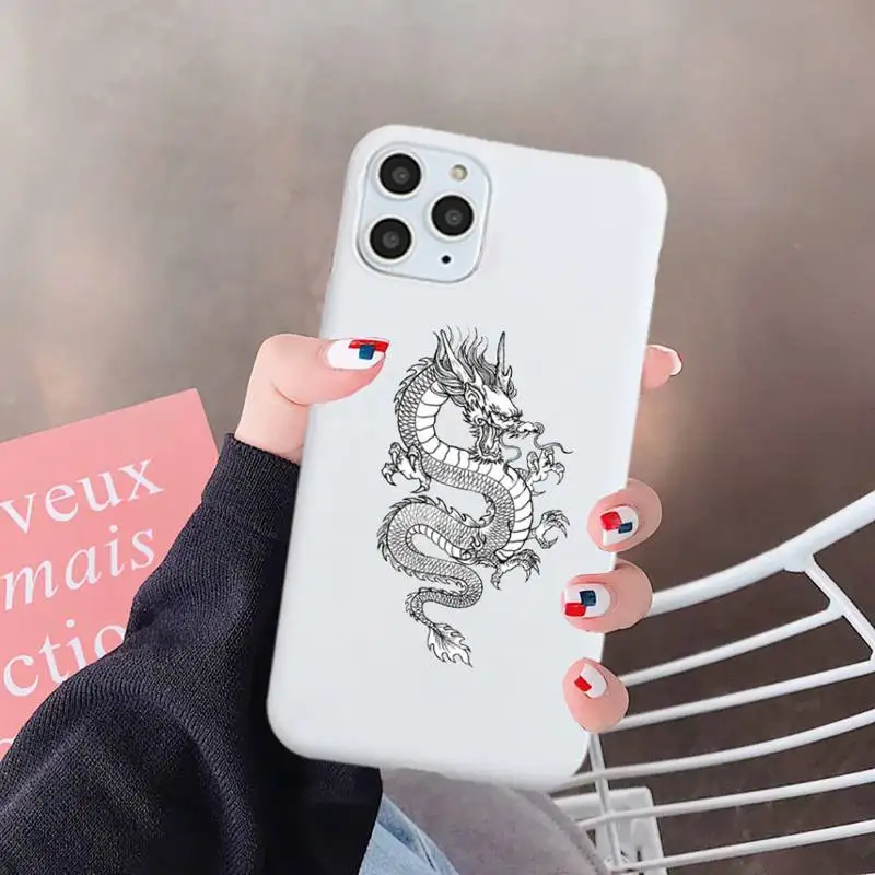 

Chinese dragon animl line Phone Case Candy Color for iPhone 6 7 8 11 12 s mini pro X XS XR MAX Plus