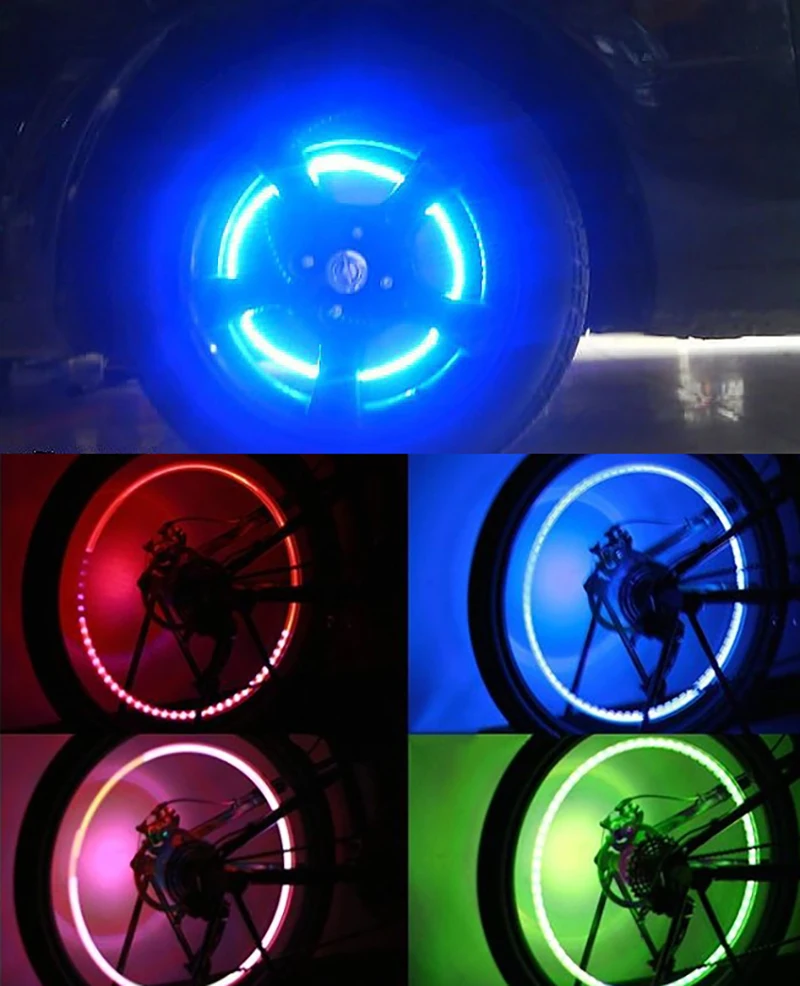 

2021 LED 2PC Motorcycle Decorative Lamp Car Auto Wheel Tire Tyre Air Valve Stem LED Light Cap Cover Accessories Top