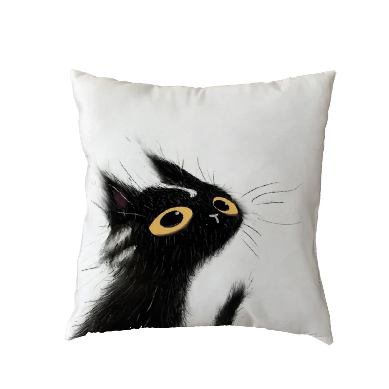Лидер продаж полиэфирная черная наволочка с изображением кота и кошки из кожи
