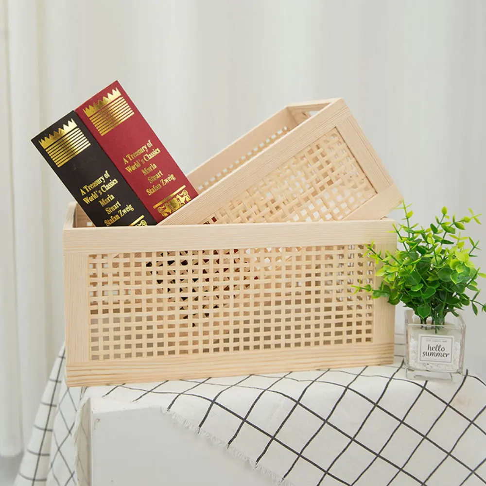 

1pc Desktop Storage Holder Woven Sundries Storage Basket Office Organizer