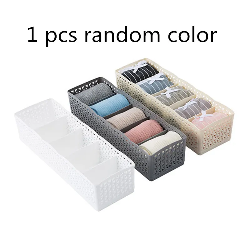 random color 5 сетки гардеробные принадлежности, коробки для хранения корзина ящик для хранения носков нижнего белья органайзер для хранения нижнего белья, бюстгальтеров коробка Пластик контейнер-Органайзер - Цвет: random color