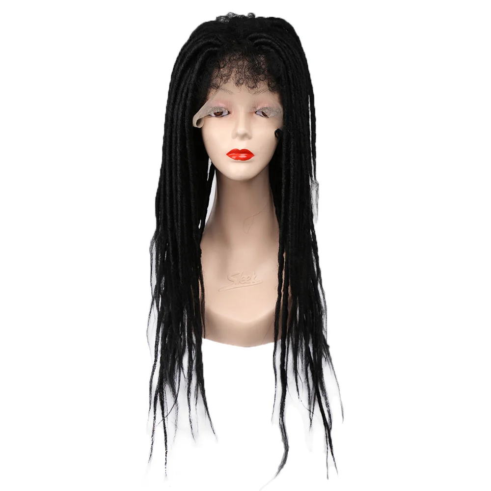 Braided Wigs Lace Front Synthetic Wigs Dreadlock Braiding Hair For Women Black Daily Wig Faux Locs Crochet Hair