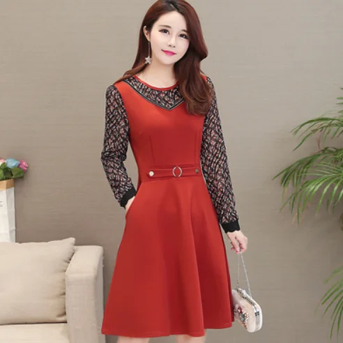 Размера плюс 2020 Новое Женское платье узкий декоративный мать в два платья Цвет