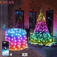 usb smart led strip lights christmas tree decoration app control light string waterproof outdoor fairy lights garland xmas decor