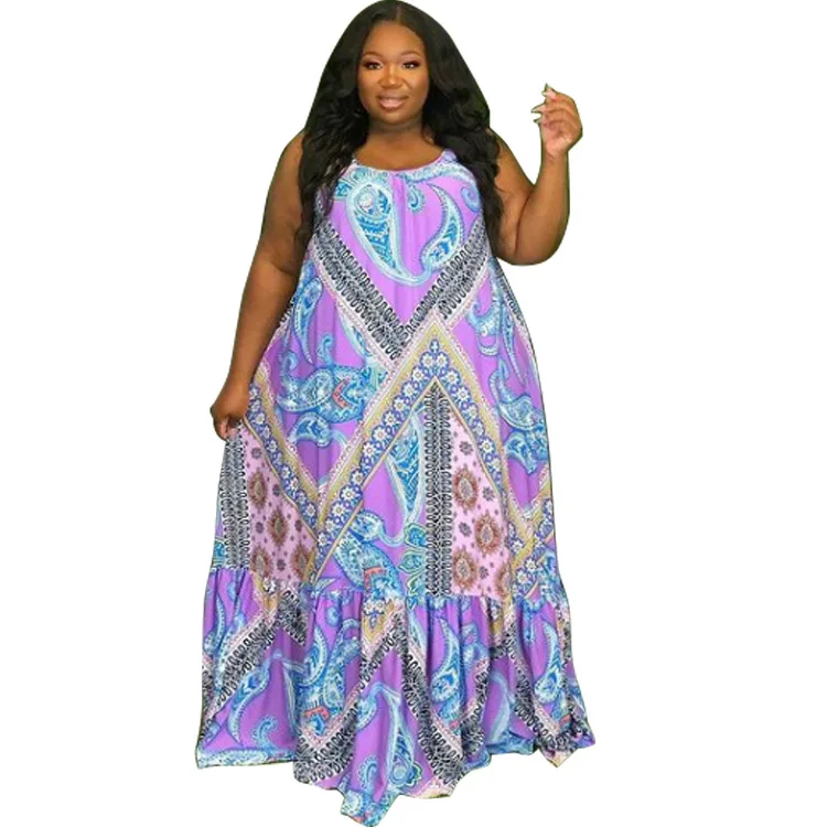 

Женское летнее длинное платье с принтом, большие размеры