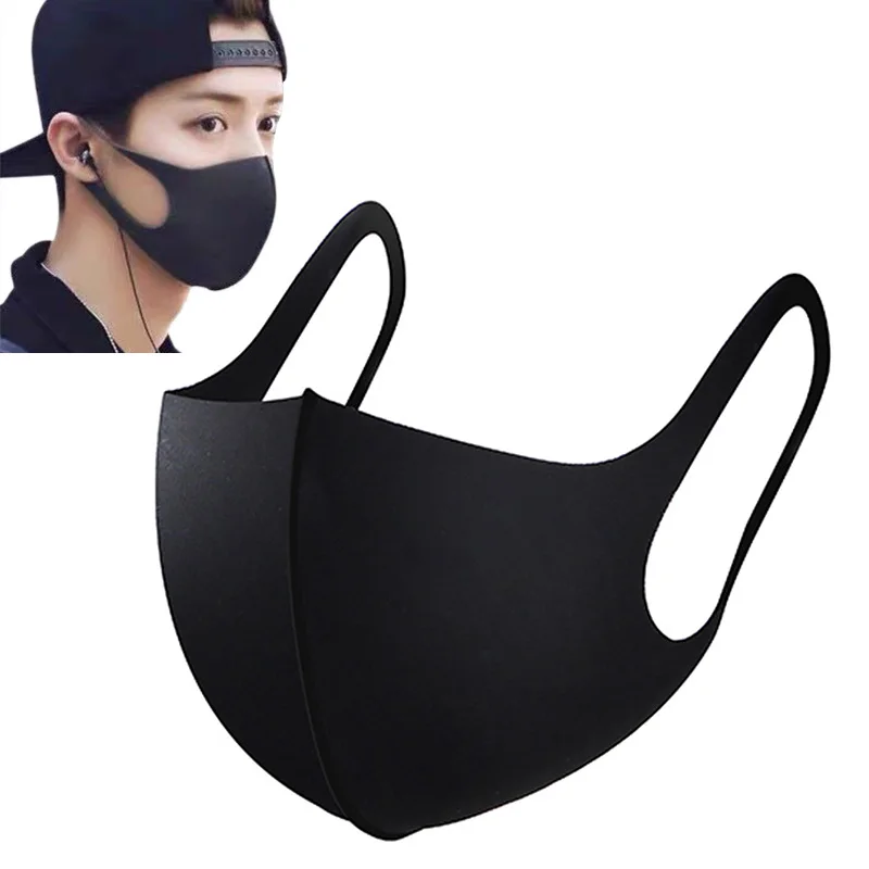 Дышащая моющаяся противопылевая противотуманная маска черного цвета для рта