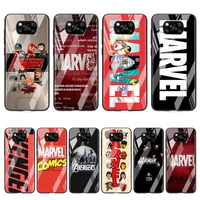 Tempered Glass Hot New Shell Luxury Cover Marvel Avengers Logo Superhero For Xiaomi POCO NFC Pro Phone Case