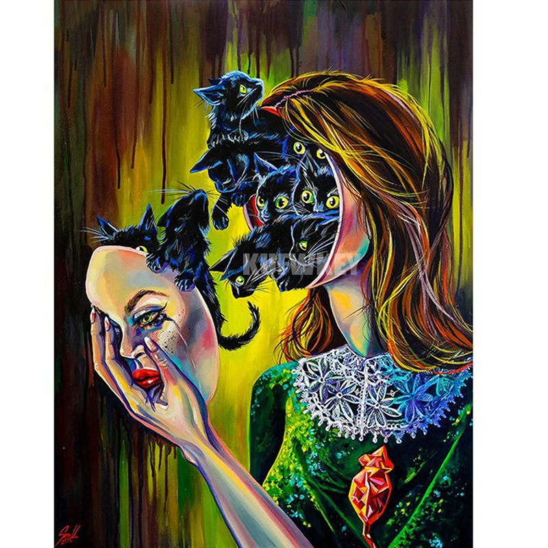 5D Diy Алмазная картина маска для кошки Женская полностью квадратная вышивка