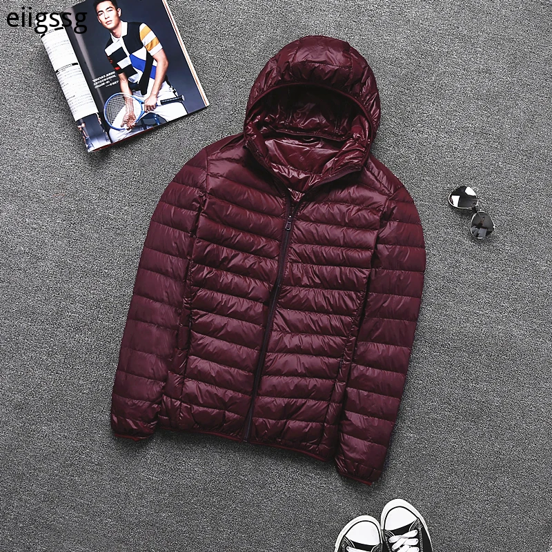 Autumn New Men's Fashion Boutique Solid Color Light and Thin Casual Hooded Collar Down Jacket / Mens Casual Down Coat