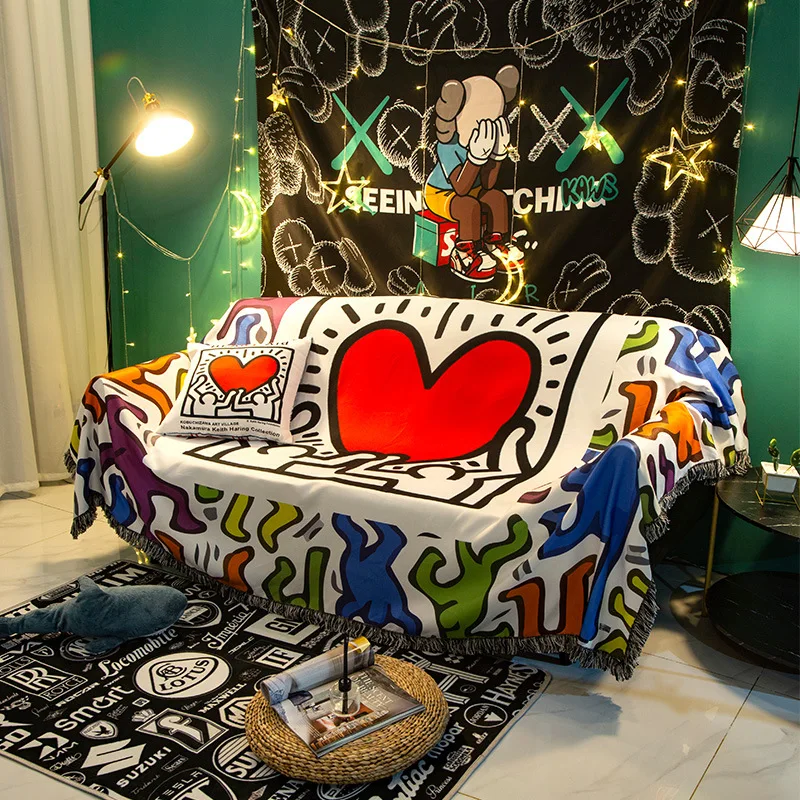 

Cartoon love sofa blanket waterproof Stain resistant sofa towel bed cover home decor cloth sofa cushion Europe rugs tablecloth