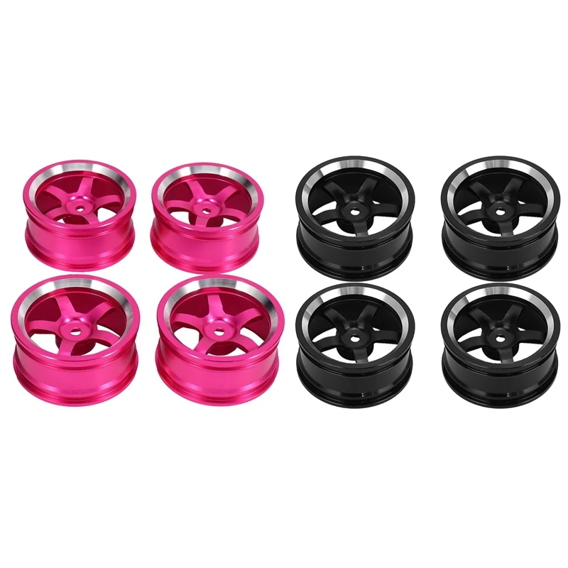 

8Pcs Aluminum 52MM Wheel Rims For RC 1/10 On-Road Drift Traxxas HSP Tamiya HPI Kyosho Redcat SAKURA,Pink & Black