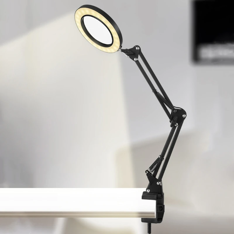 

2021 New Foldable LED Magnifying Light 6.30" Cantilever Desktop Repair Reading Magnifier