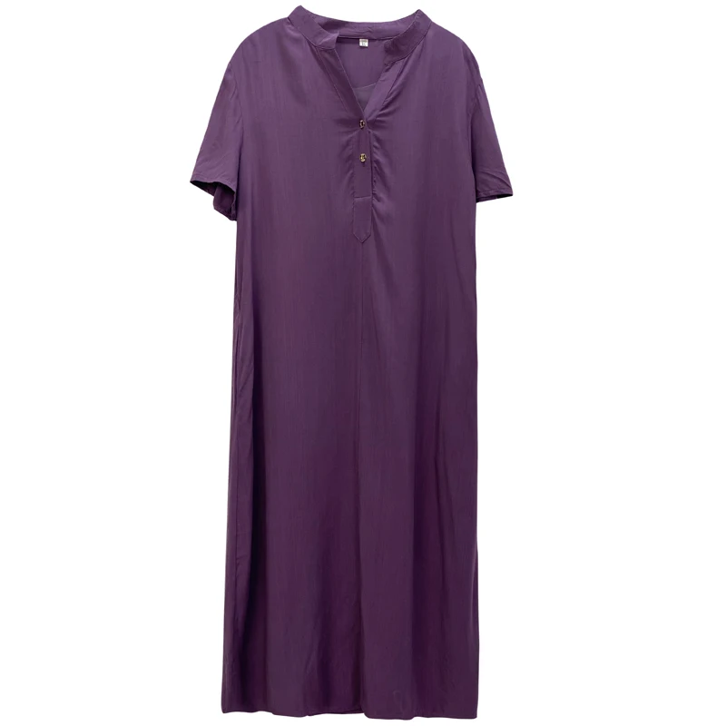 

Women Summer Elegant Dress 2021 Casual V-neck Button Pocket Short Sleeve A-line Midi Dresses for Women Sundress Plus Size XL-5XL