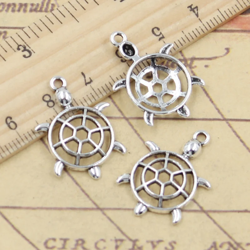 

20pcs Charms Hollow Tortoise Turtle 26x18mm Tibetan Silver Color Pendants Antique Jewelry Making DIY Handmade Craft