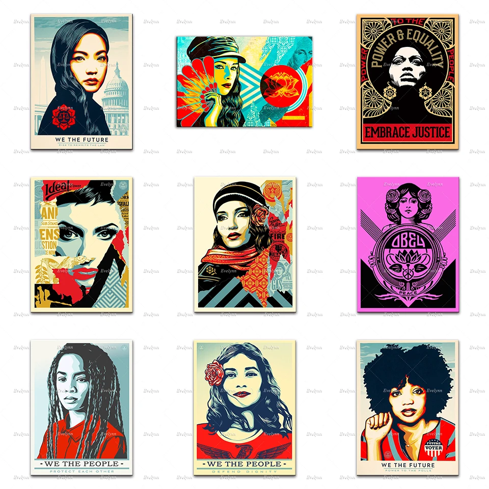 

Power Equality Shepard Fairey Not War Art Peace Pop Art Retro Posters We The People Future,Home Decor Prints Wall Art Canvas