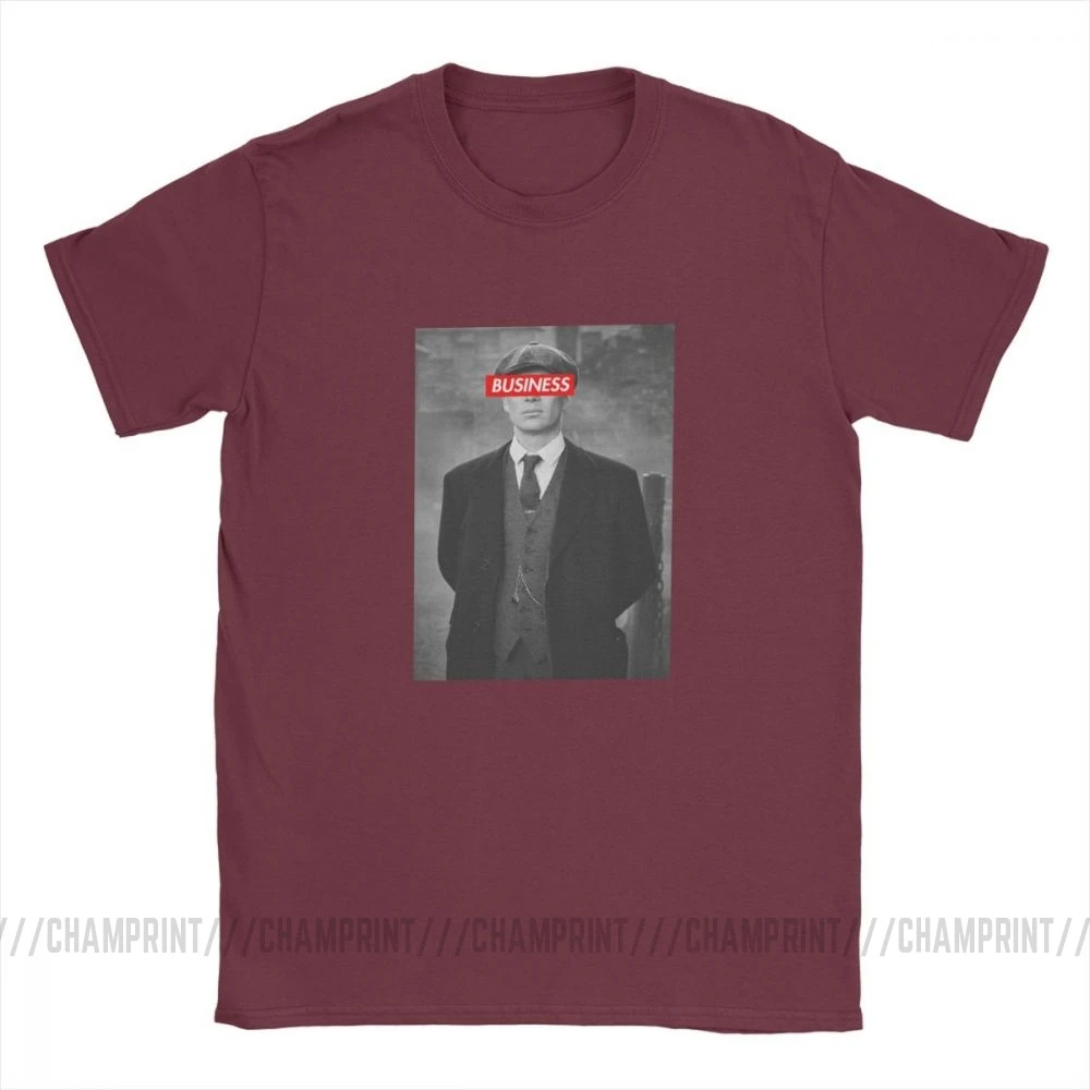 Peaky Blinders Мужская футболка Tommee Shelby винтажные хлопковые футболки с коротким рукавом и принтом Футболки с круглым вырезом Топы с принтом размера плюс - Цвет: Бургундия