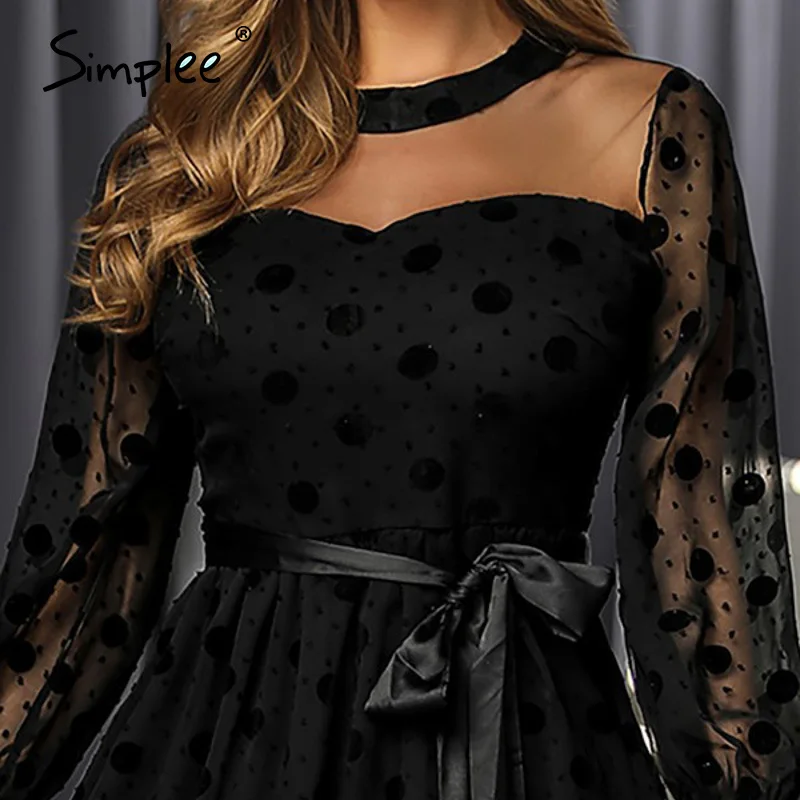 Simplee открытое женское платье уличная одежда в горошек с круглым вырезом и