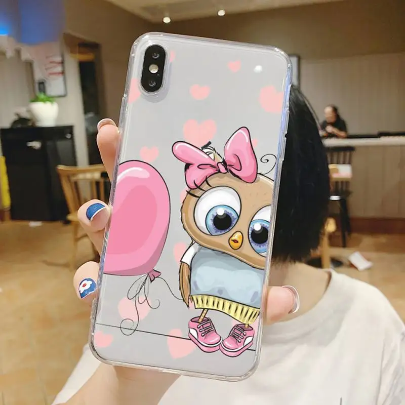 

Owl cute cartoon animal high quality Phone Case Transparent soft For iphone 5 5s 5c se 6 6s 7 8 11 12 plus mini x xs xr pro max