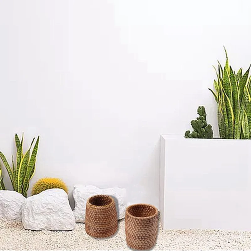 

Best Rattan Chopsticks Tube Shovel Spoons Bucket Dinner Knives Forks Tableware Storage Box Home Storage Baskets Organizer 2Pc