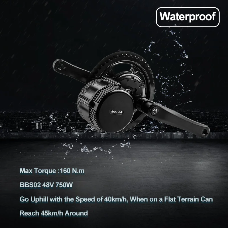 Электромотор среднего привода Bafang BBS02 48v750w 8fun комплекты для переоборудования