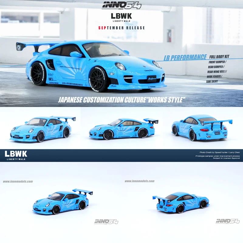 

INNO widebody LBWK modified version 1:64 baby blue 997 911 alloy car model collection decoration holiday gift toy