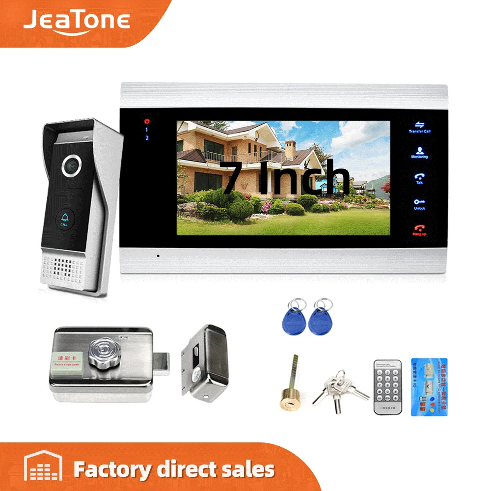Домофон видеодомофона 7-дюймовый монитор сенсорная кнопка водонепроницаемая