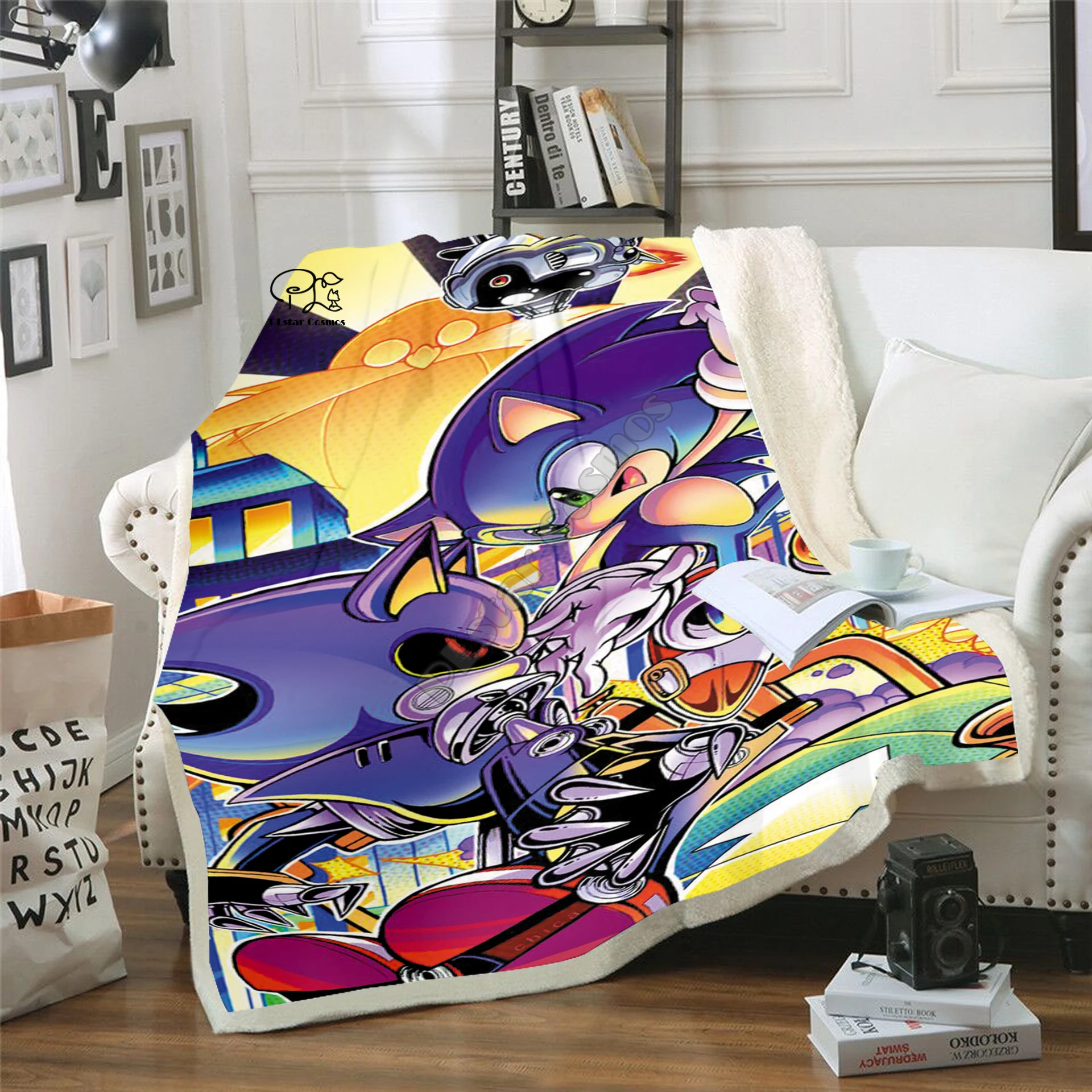 

Anime Super Sonic Blanket Design Flannel Fleece Blanket Printed Children Warm Bed Throw Blanket Kids newborn bayby Blanket 001