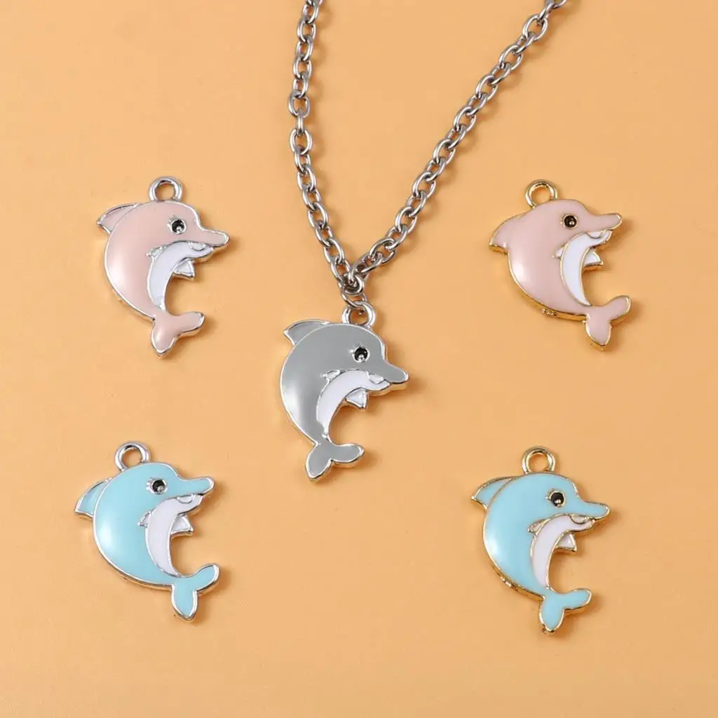 

10 PCs Creative Ocean Jewelry Charm Pendants Whale Animal Pink Gray Blue Multicolor Enamel Charm For DIY Necklace Jewelry Making