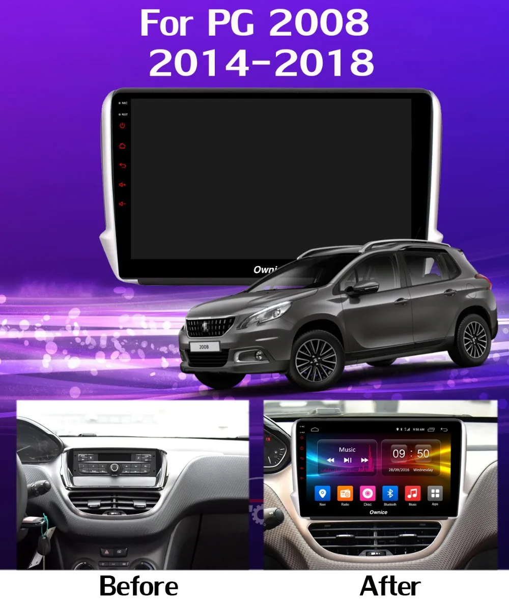 1din 360 ° панорамная камера 4G LTE Android 9,0 4G+ 64G DSP CarPlay Автомобильный мультимедийный плеер для peugeot 2008 208- gps радио