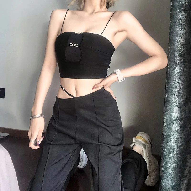 

2021 New Sexy Style Spring And Summer New Women's Solid Color Loose High Waist Fashion Design Sense Casual Straight-leg Pants