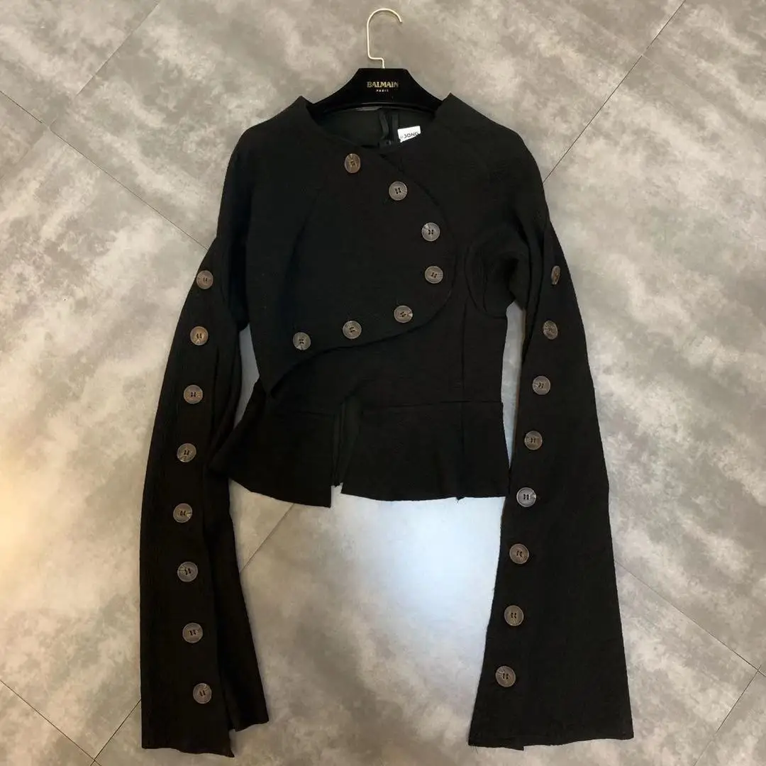 Новинка 2019 года Осенняя тонкая рубашка на пуговицах с высокой талией и длинными